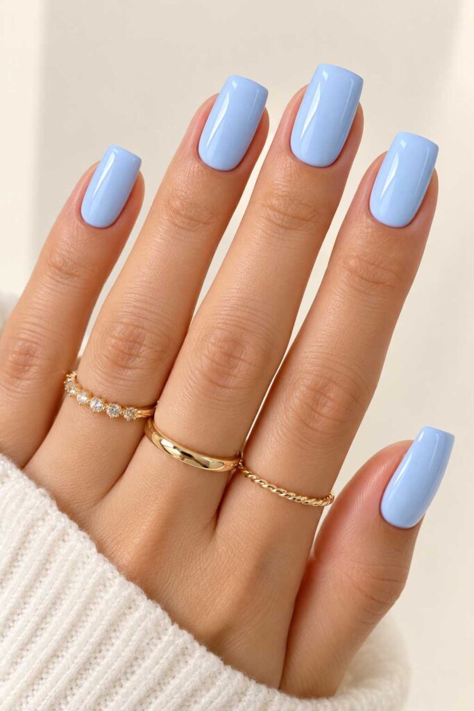 Baby Blue Square Nails