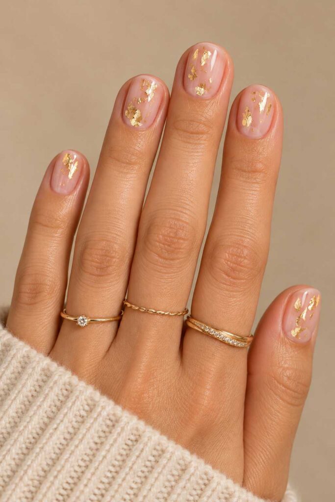Bare Nails With Gold Flecks