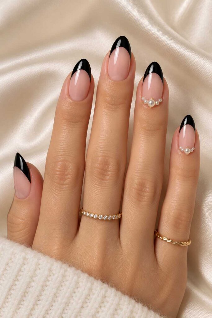 Black French With Pearl Accents