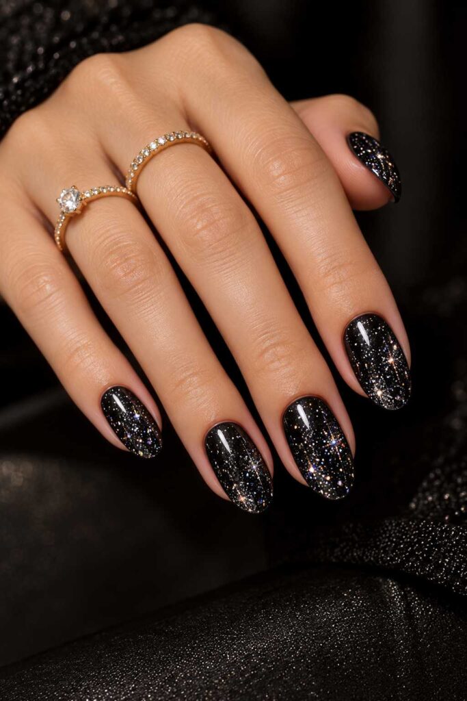 Black Glitter Nails