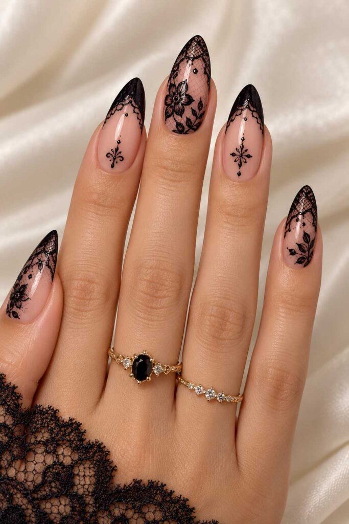 Black Lace Nails