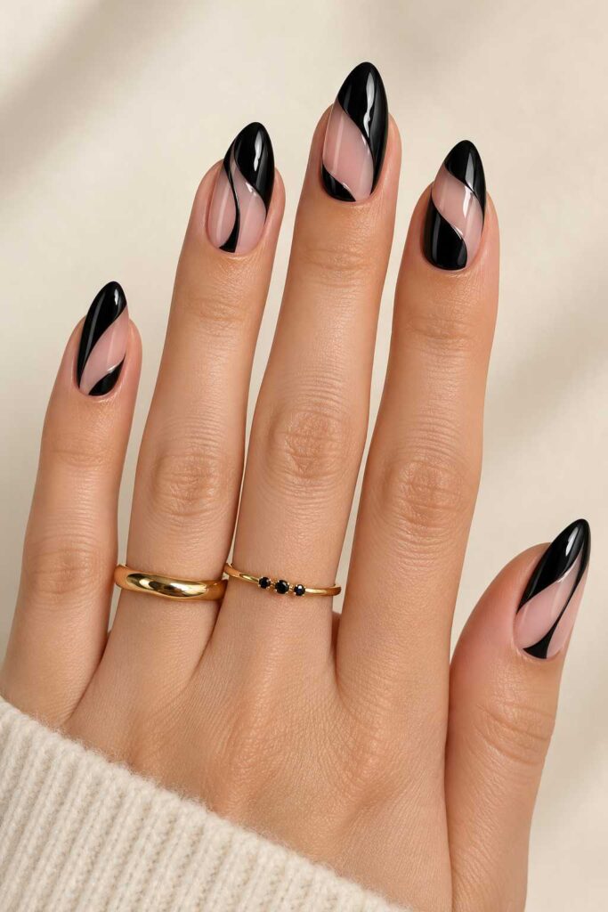 Black Negative Space Nails