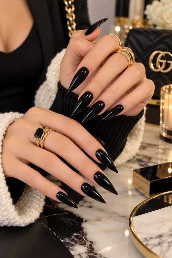 Black Stiletto Nails