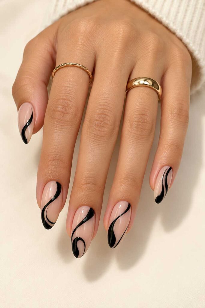 Black Swirl Nails