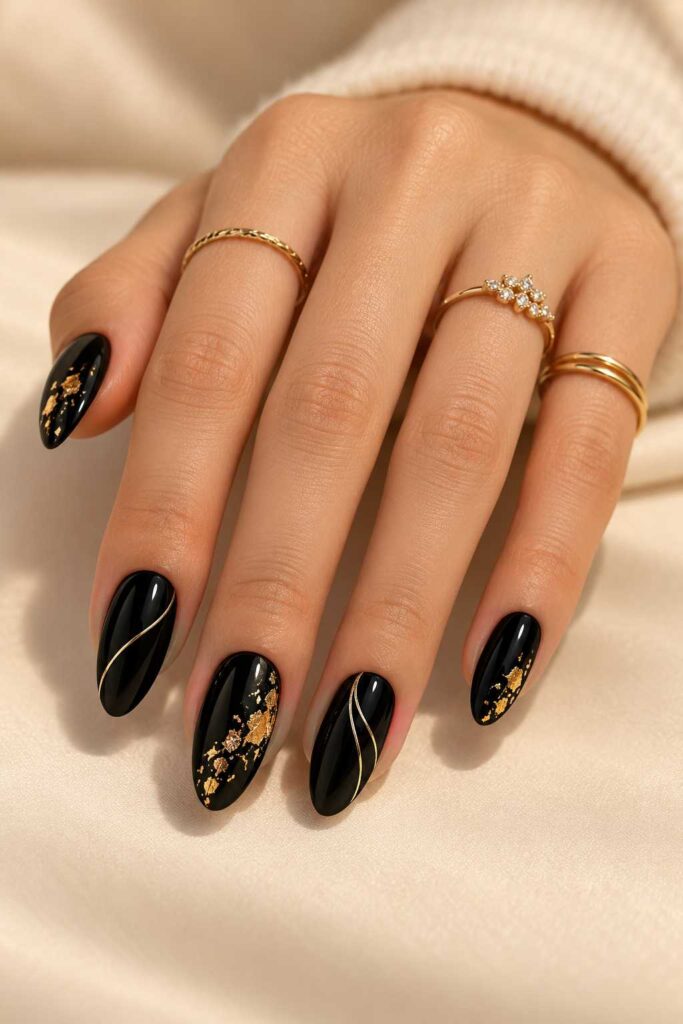 Black and Gold Nails
