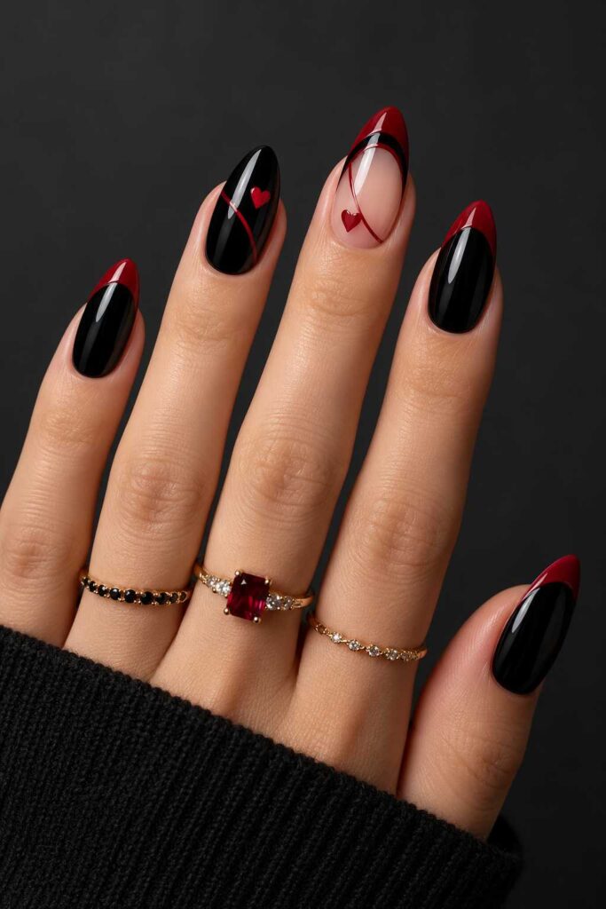 Black and Red Nails