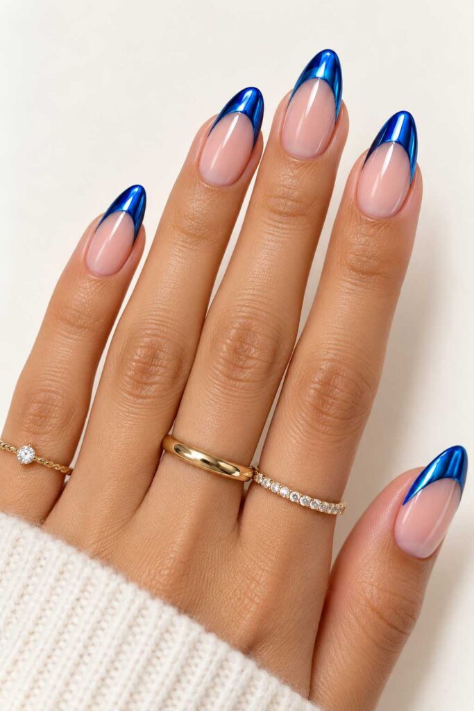 Blue Chrome French Tips