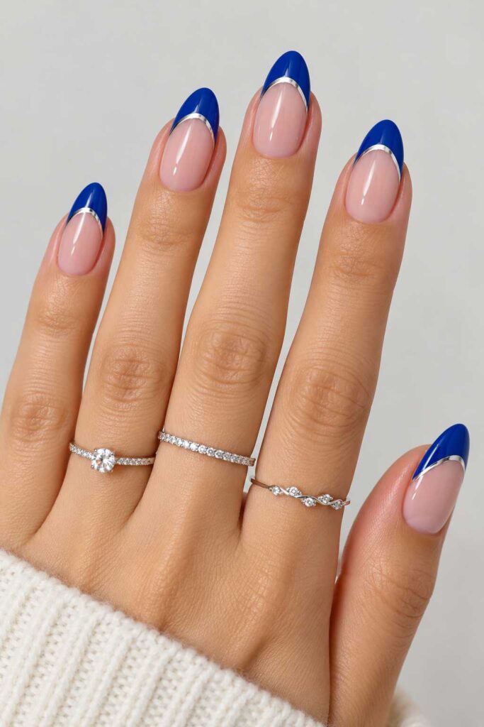 Blue French With Silver Line