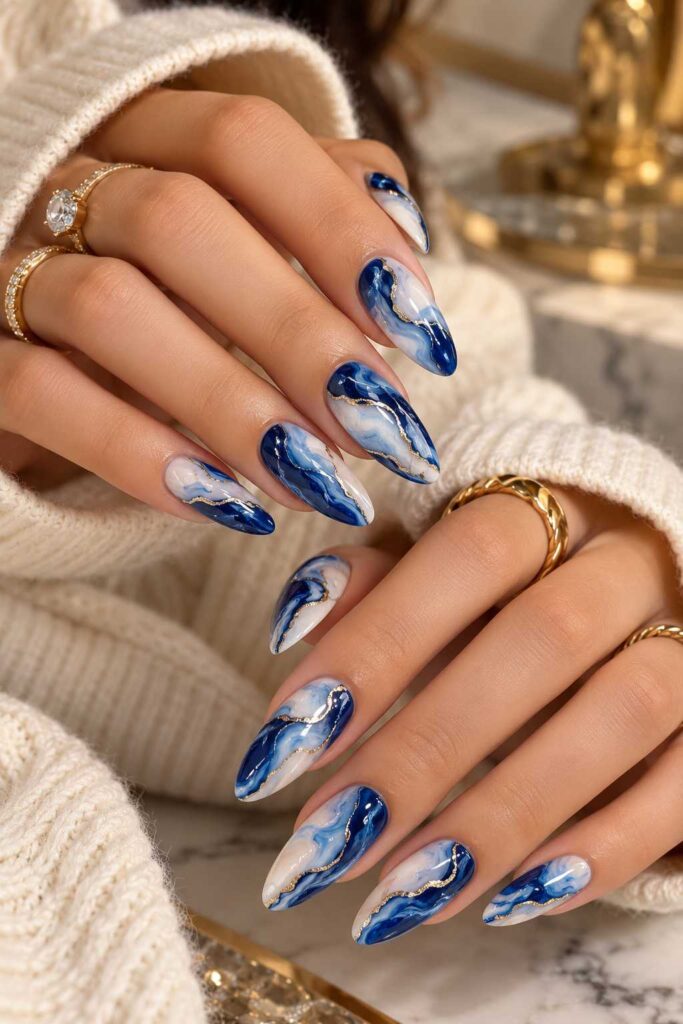 Blue Marble Nails