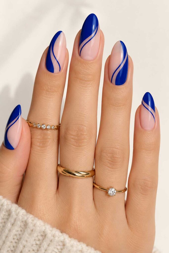 Blue Negative Space Nails