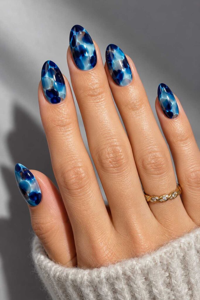 Blue Tortoiseshell Nails