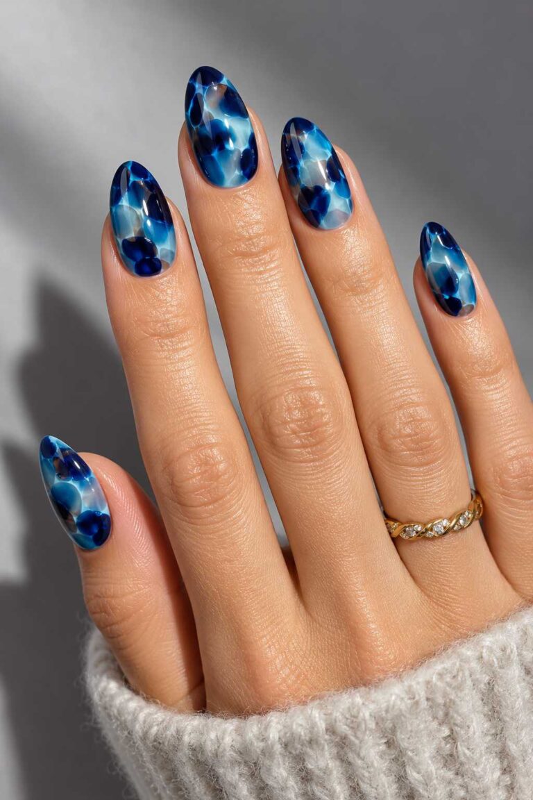 Blue Tortoiseshell Nails