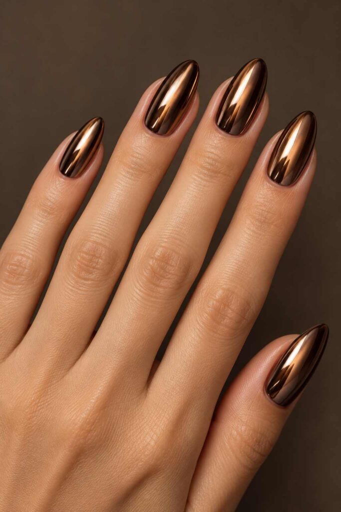 Brown Chrome Nails