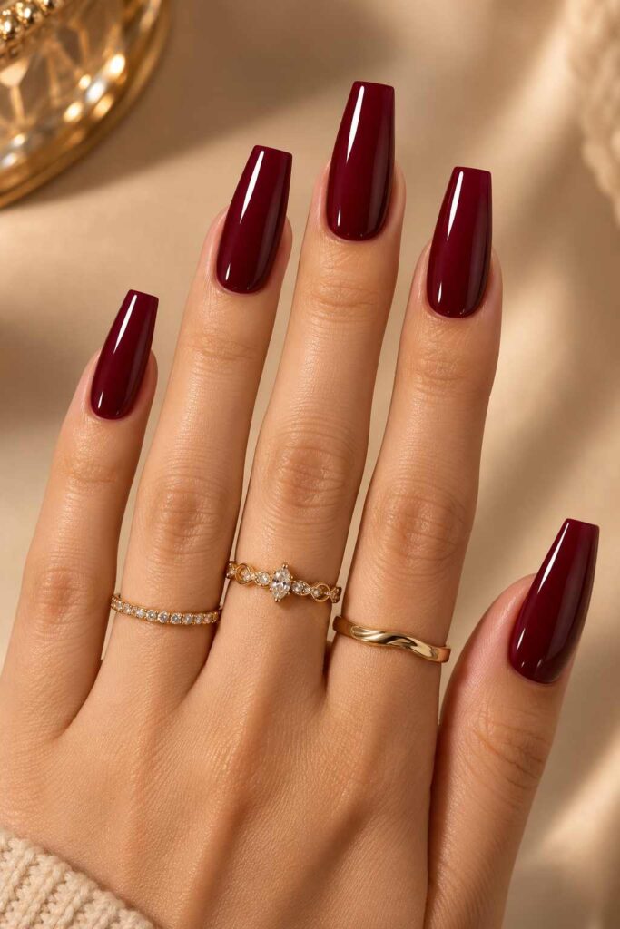 Burgundy Acrylic Nails