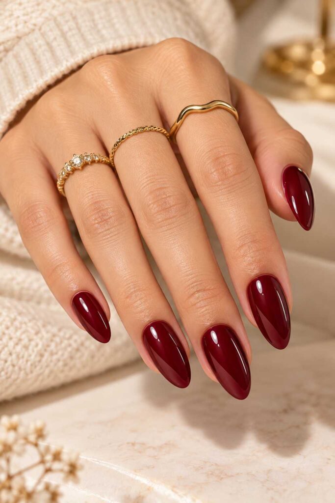 Burgundy Gel Nails
