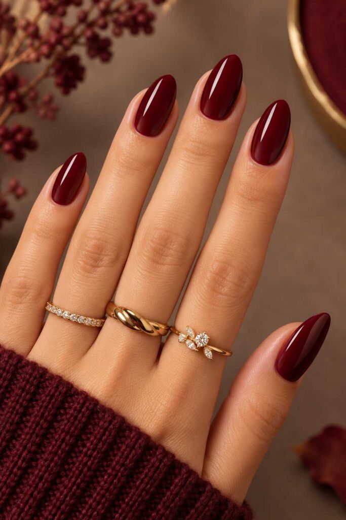Burgundy Red Nails