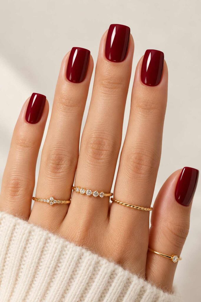 Burgundy Square Nails