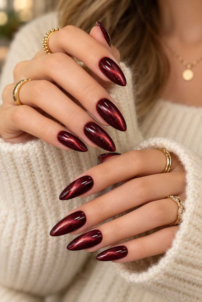 Burgundy Velvet Nails