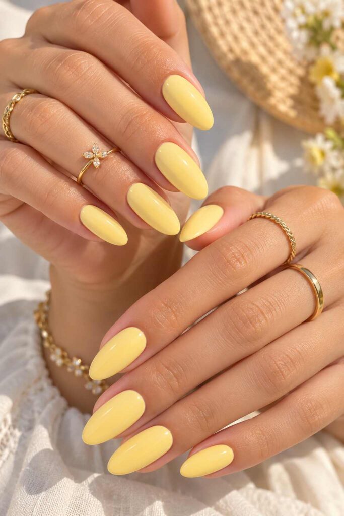 Butter Yellow Almond Nails