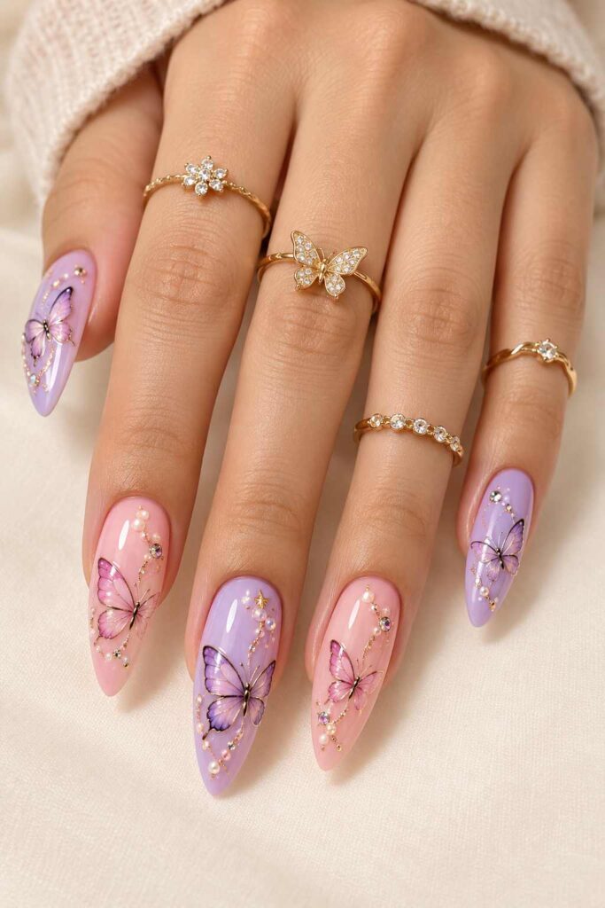 Butterfly Acrylic Nails