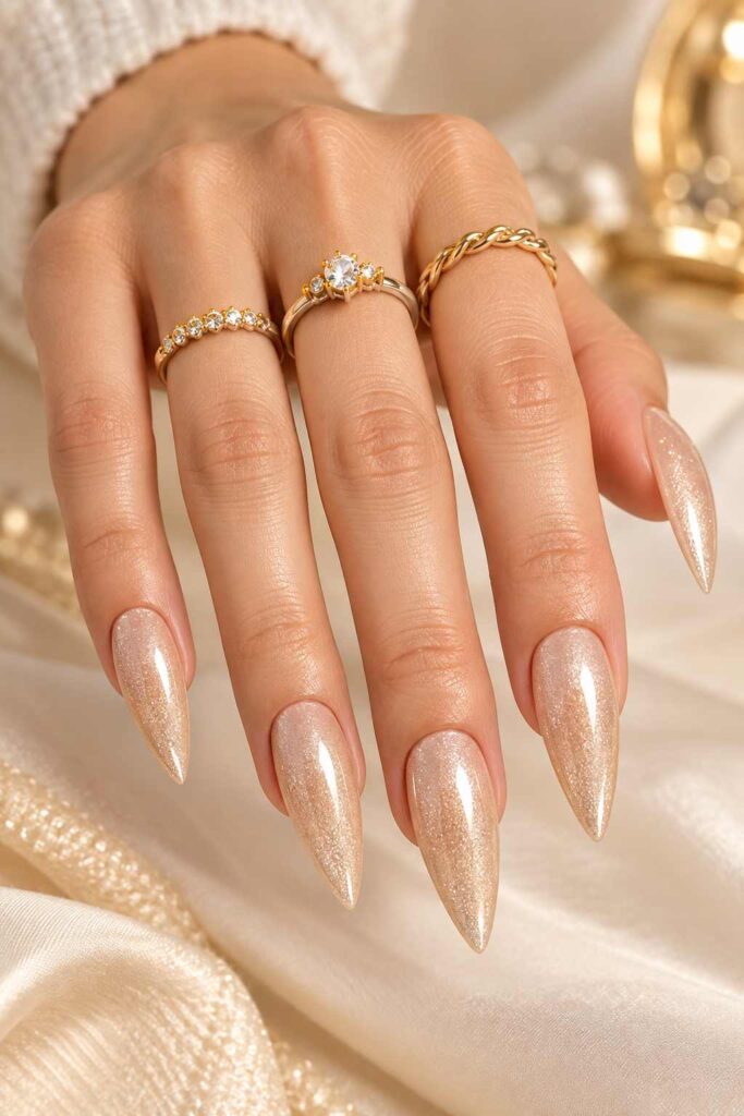 Champagne Shimmer Nails