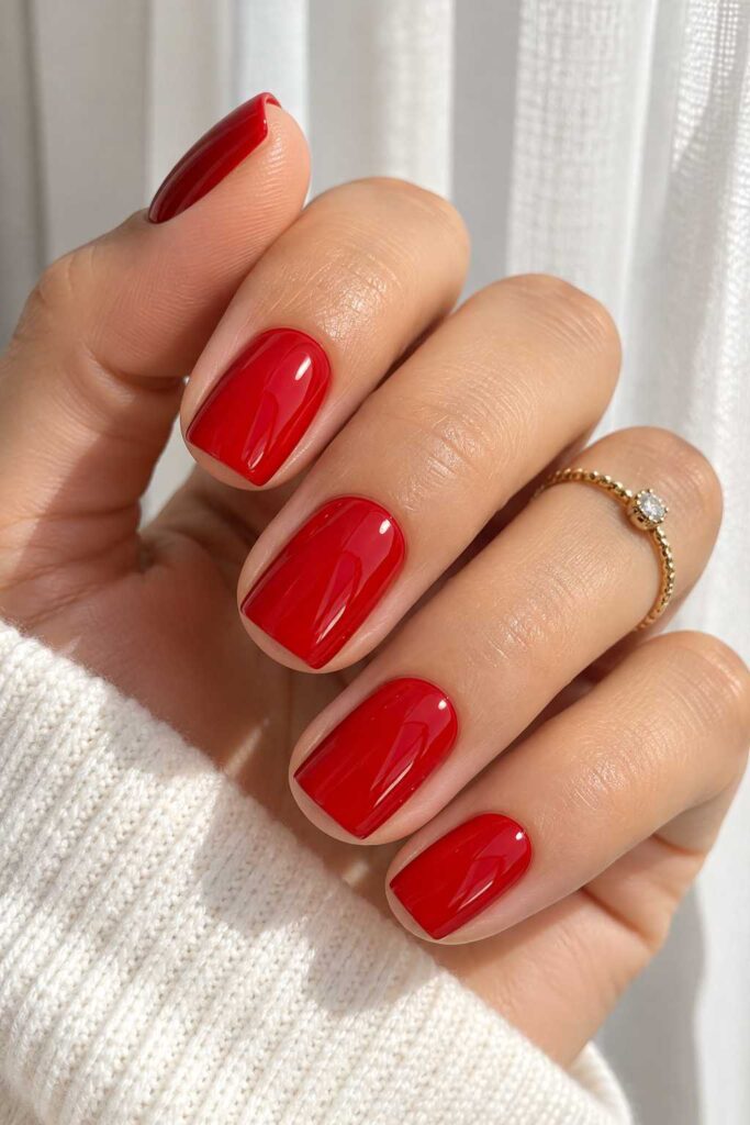 Cherry Red Short Nails