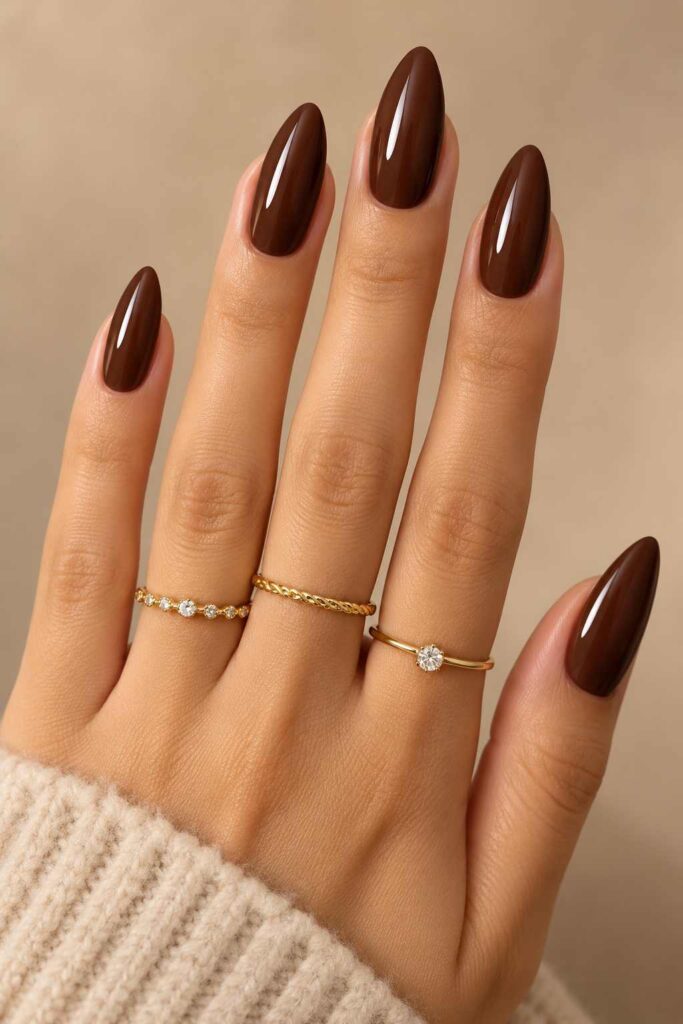 Chocolate Brown Acrylic Nails