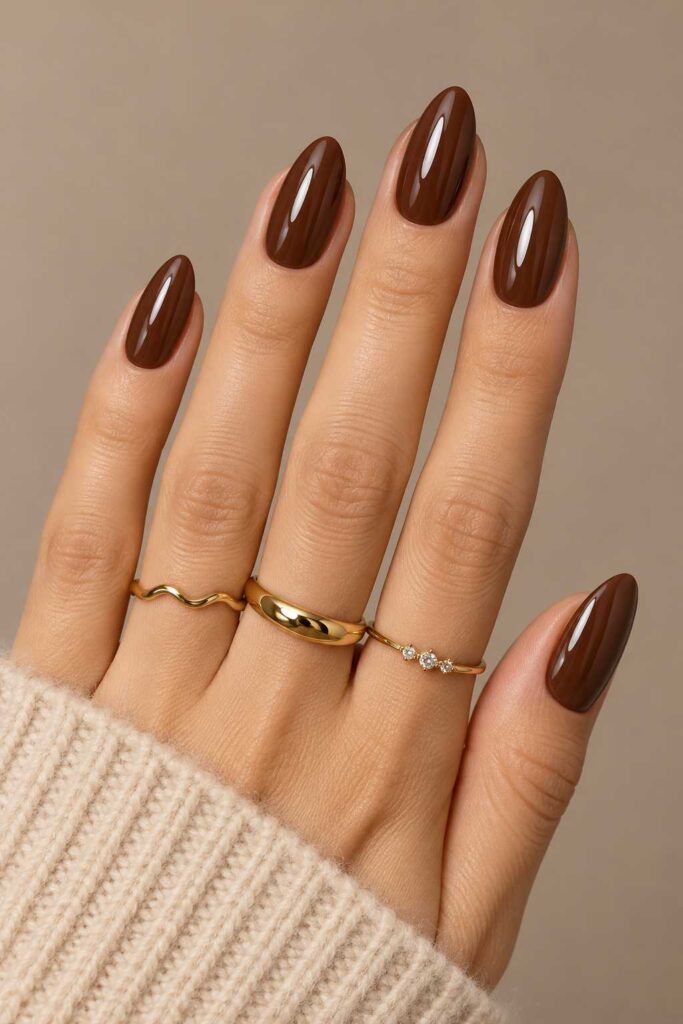 Chocolate Brown Gel Nails