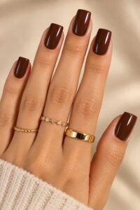Espresso Brown Square Nails