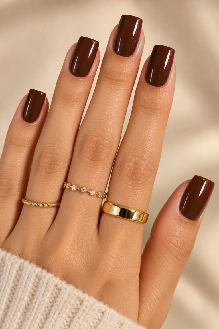 Espresso Brown Square Nails
