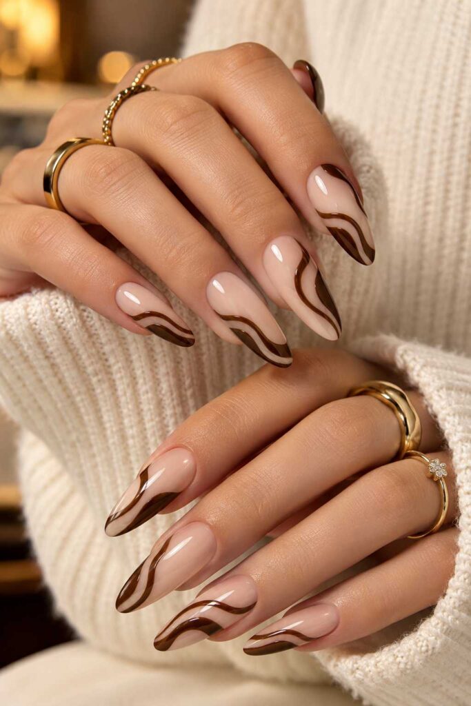 Chocolate Swirl Nails