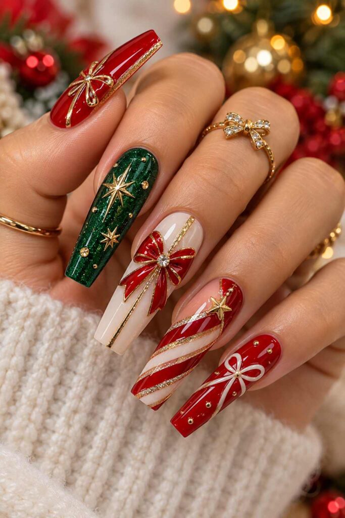 Christmas Coffin Nails