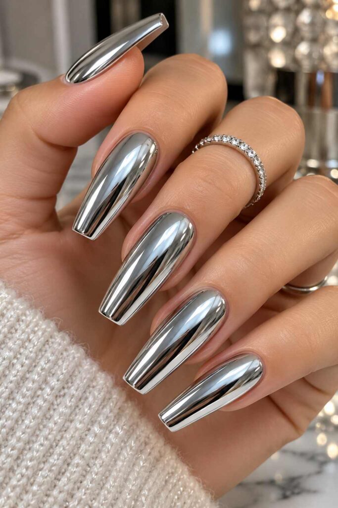 Chrome Coffin Nails