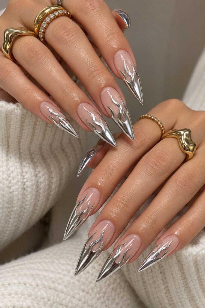 Chrome Flame Nails