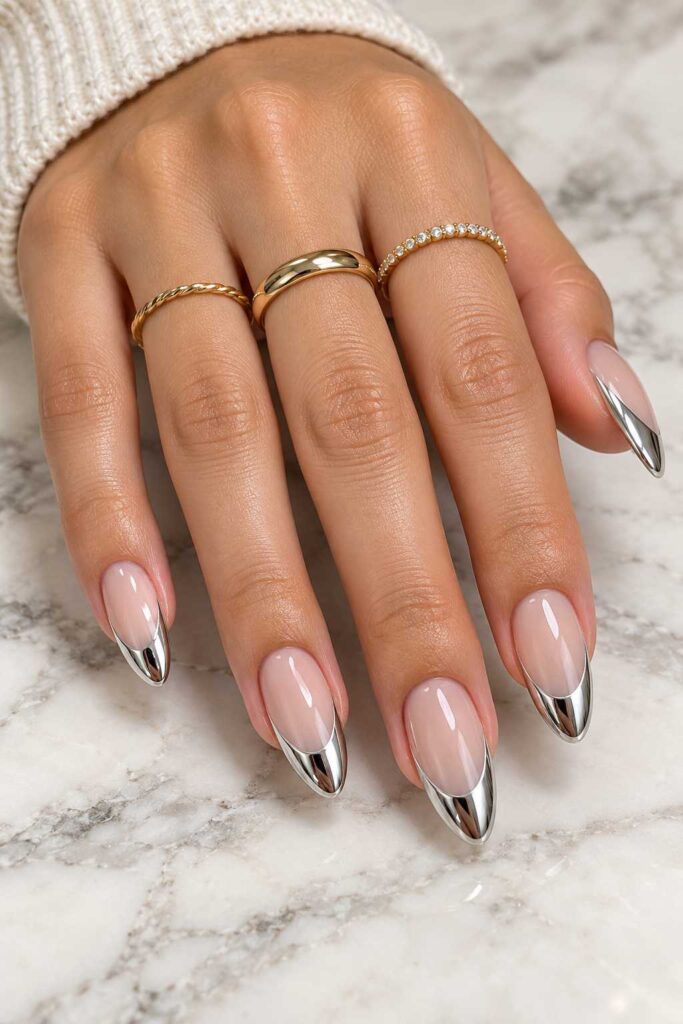 Chrome French Gel Nails