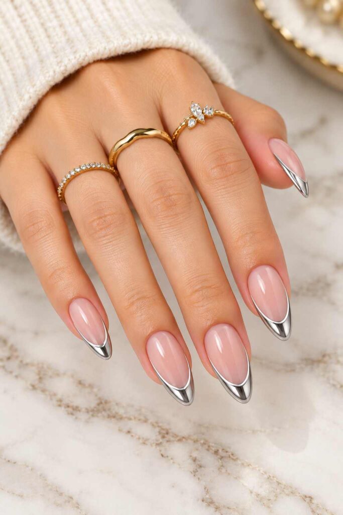Chrome Outline French Tips