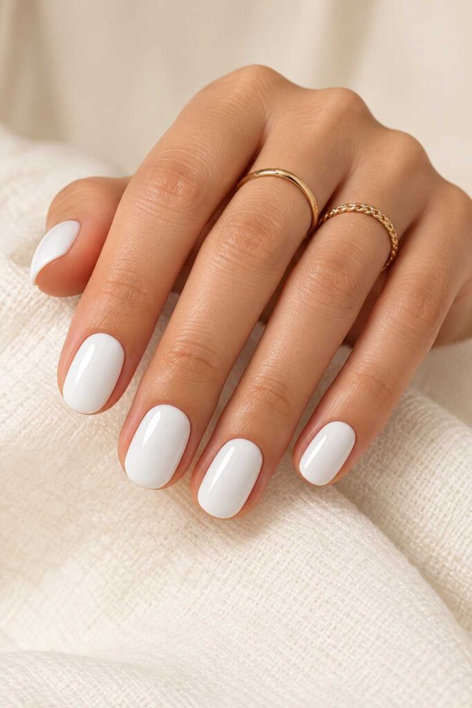 Classic Glossy White Nails