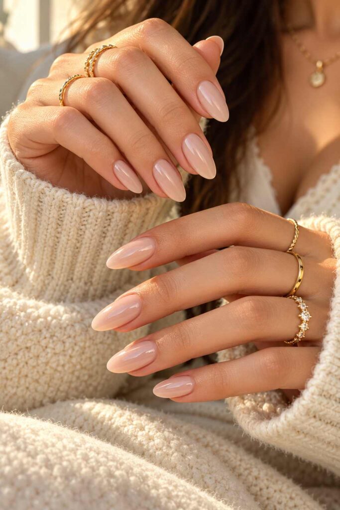 Classic Nude Almond Nails