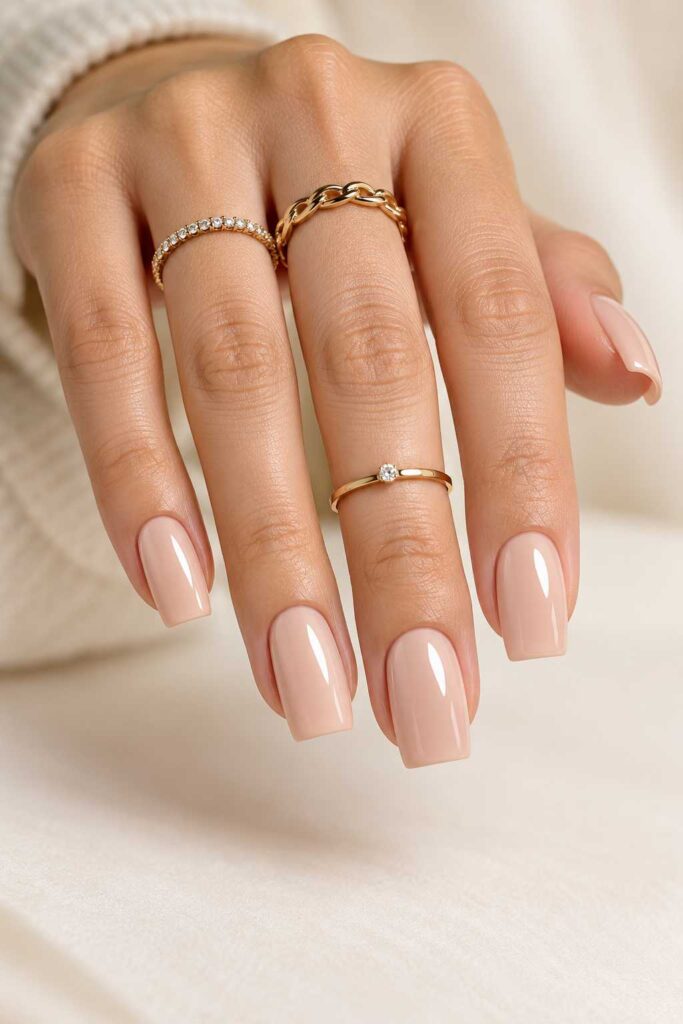 Classic Nude Square Nails