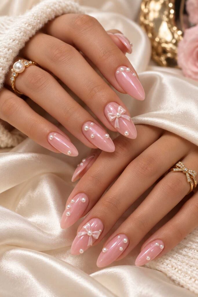 Coquette Pearl Nails