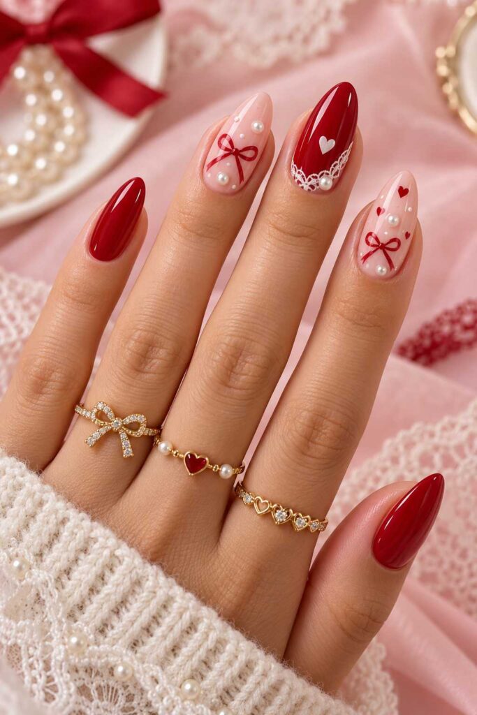 Coquette Red Nails