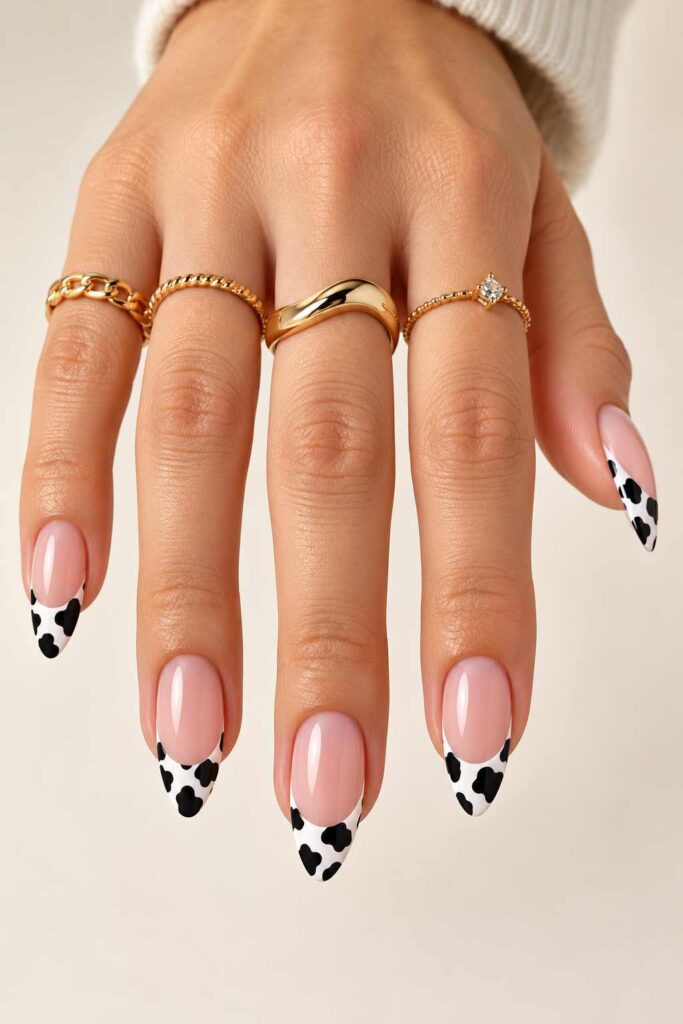 Cow Print French Tips