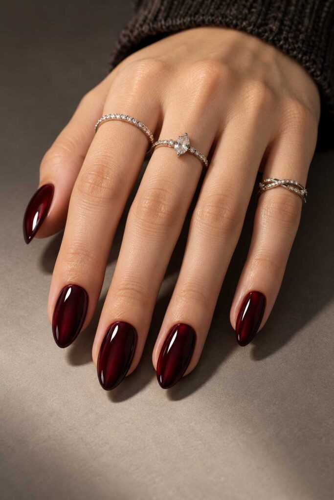 Dark Red Nails