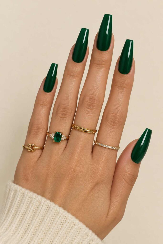 Emerald Green Acrylic Nails