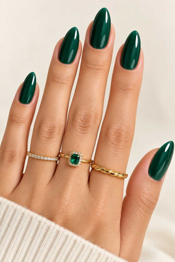 Emerald Green Gel Nails