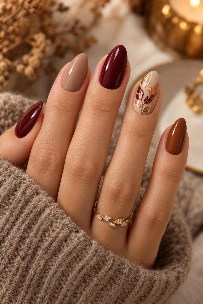 Fall Burgundy Nails