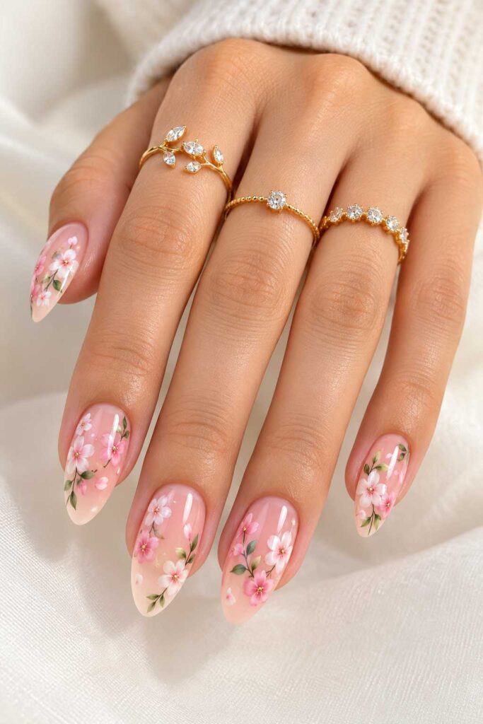 Floral Gel Nails