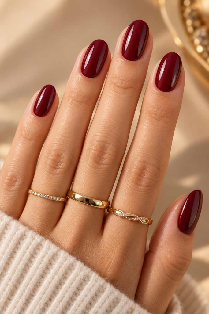 Glossy Burgundy Nails