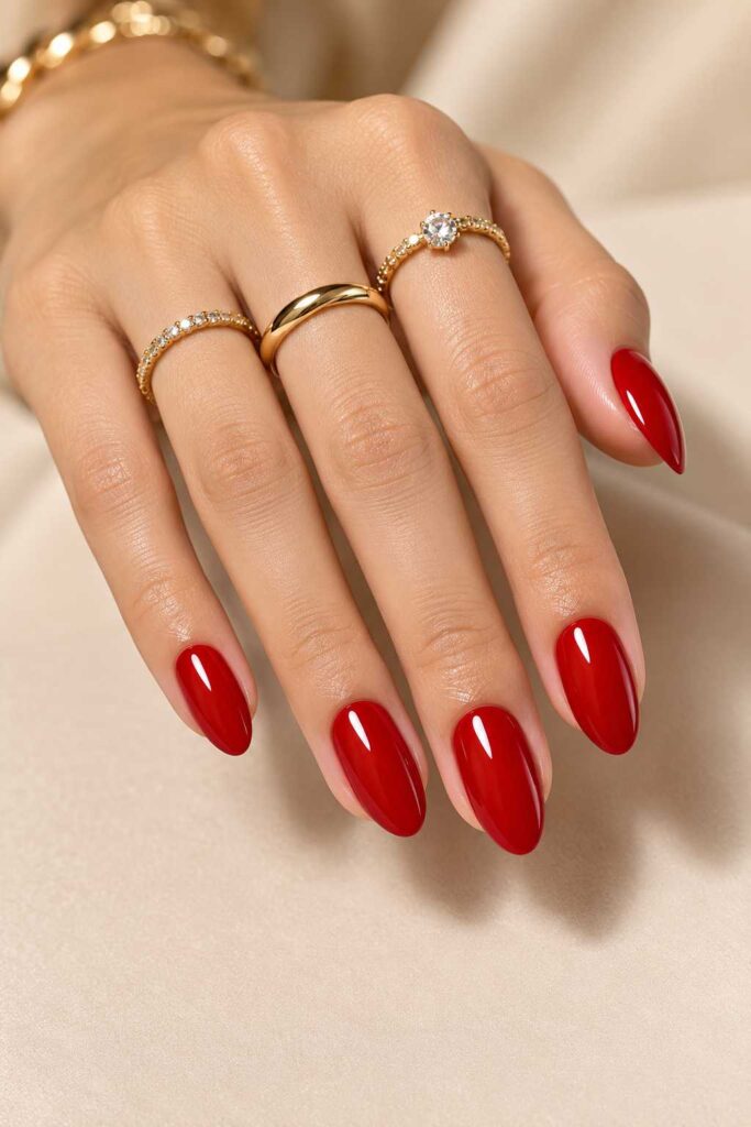 Glossy Red Nails
