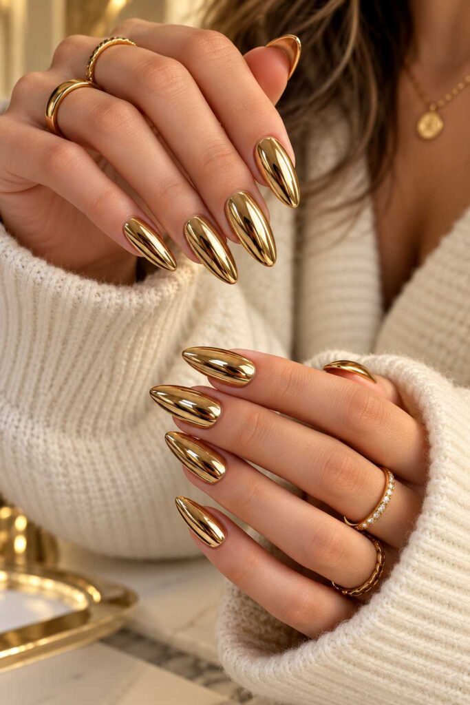 Gold Chrome Nails